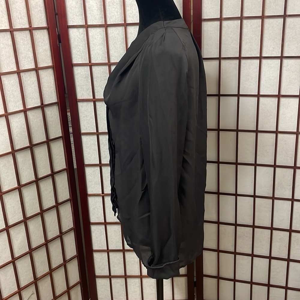 H&M Women Black Sheer Long Sleeve Top Size 2 - Picture 3 of 6